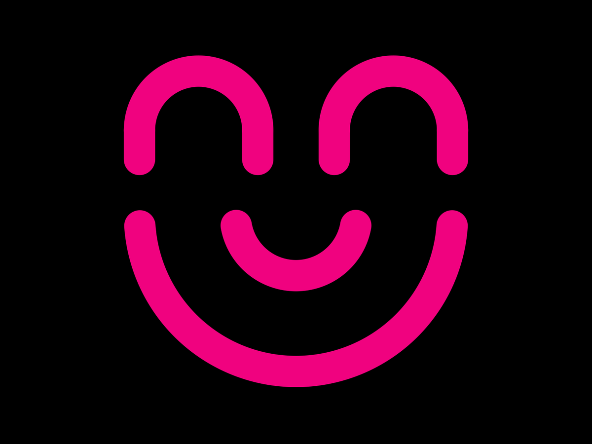 Toko Midori Games face mark in process magenta on black
